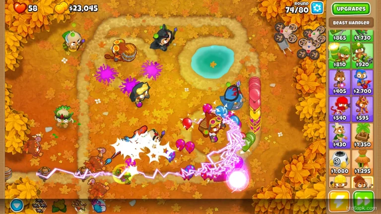 Bloons TD 6 Frontier Legends DLC autumn harvest map gameplay with Beast Handler hero and advanced towers