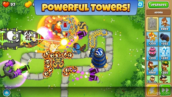 BTD6 MOD APK all 25 towers unlocked with every Tier 5 upgrade accessible