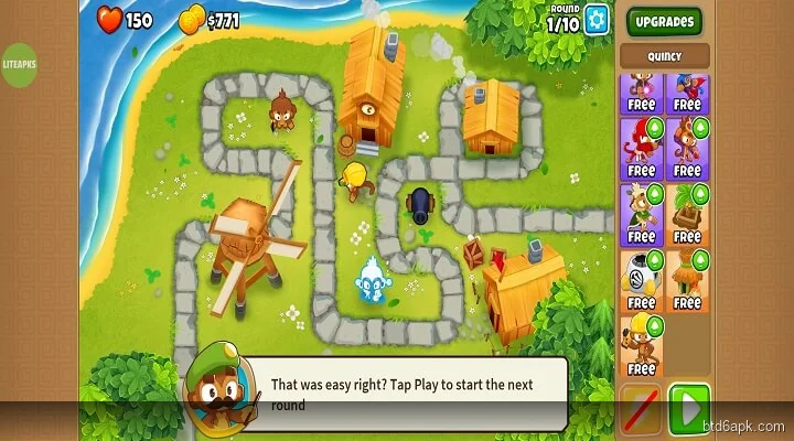 BTD6 MOD APK unlimited money showing 999999999 in-game cash with mod enabled